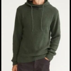 Marine Layer Mens Medium Green Waffle Knit Hooded Sweater Merino Wool Blend T